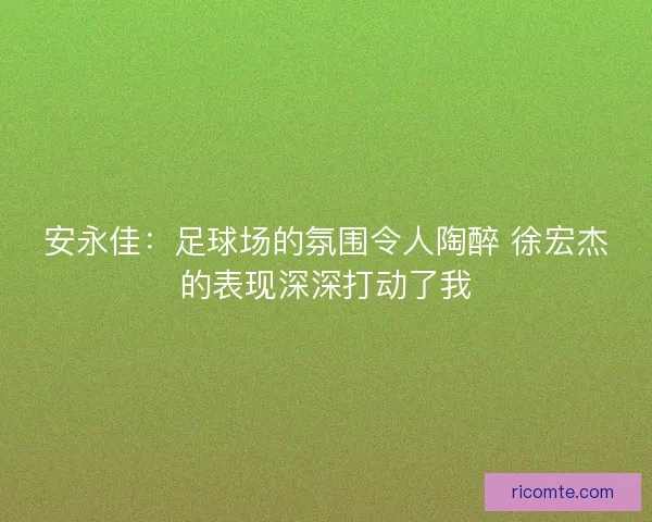 安永佳：足球场的氛围令人陶醉 徐宏杰的表现深深打动了我